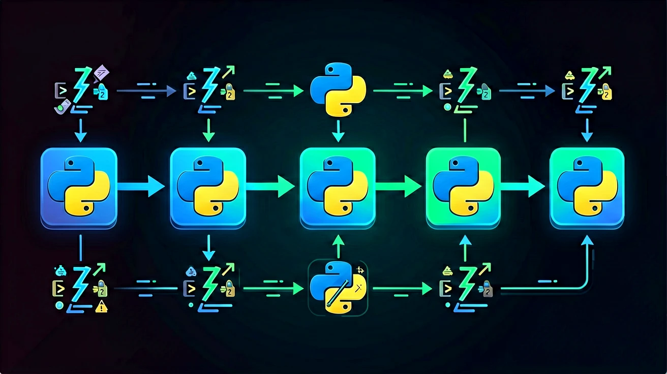 Python 生成器链式数据处理流程示意图